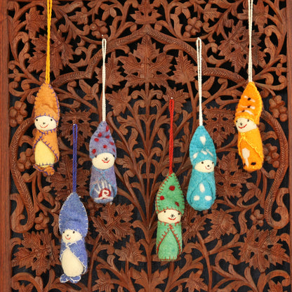 Babies in Snowsuits Set of 6 Handmade Wool Ornaments from India