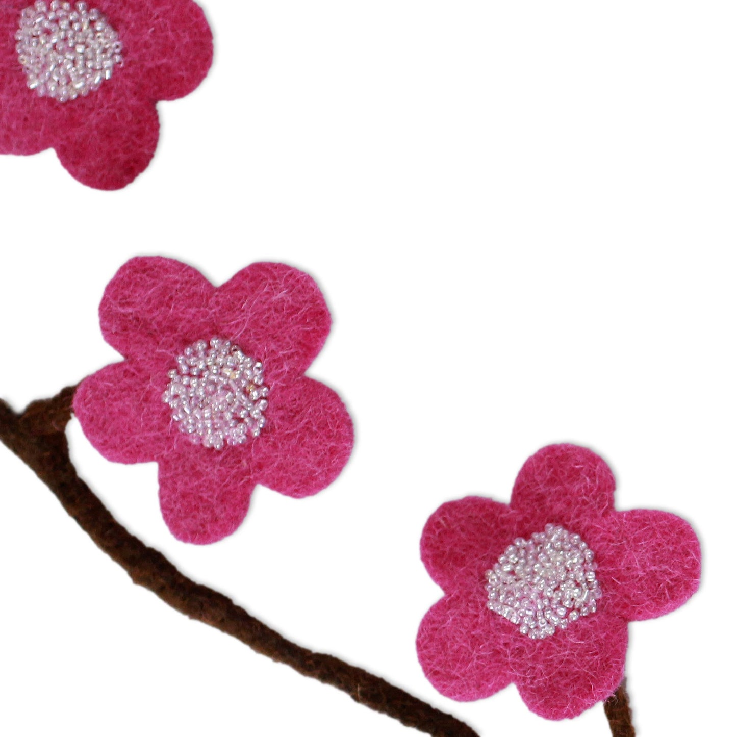 Hot Pink Blossoms Hot Pink Handmade Felt Holiday Garland