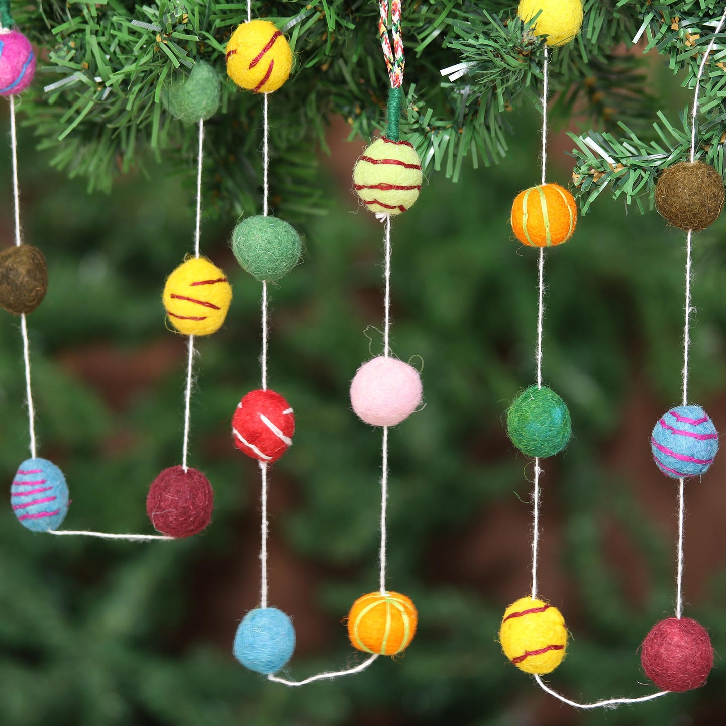 Gumdrop Rainbow Pompons Christmas Tree Garland