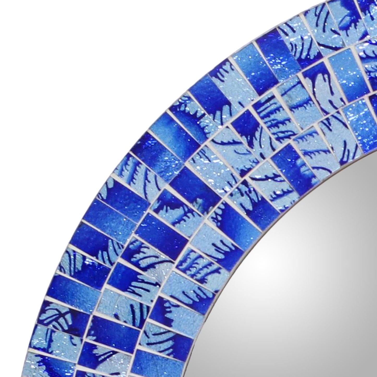 Tropical Fusion Handcrafted Glass Tile Round Wall Mirror