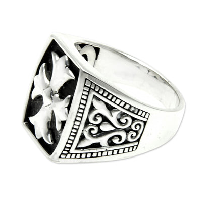 Brave Knight Sterling Silver Cross Ring