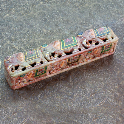 King's Elephants Handcrafted Soapstone Incense Holder