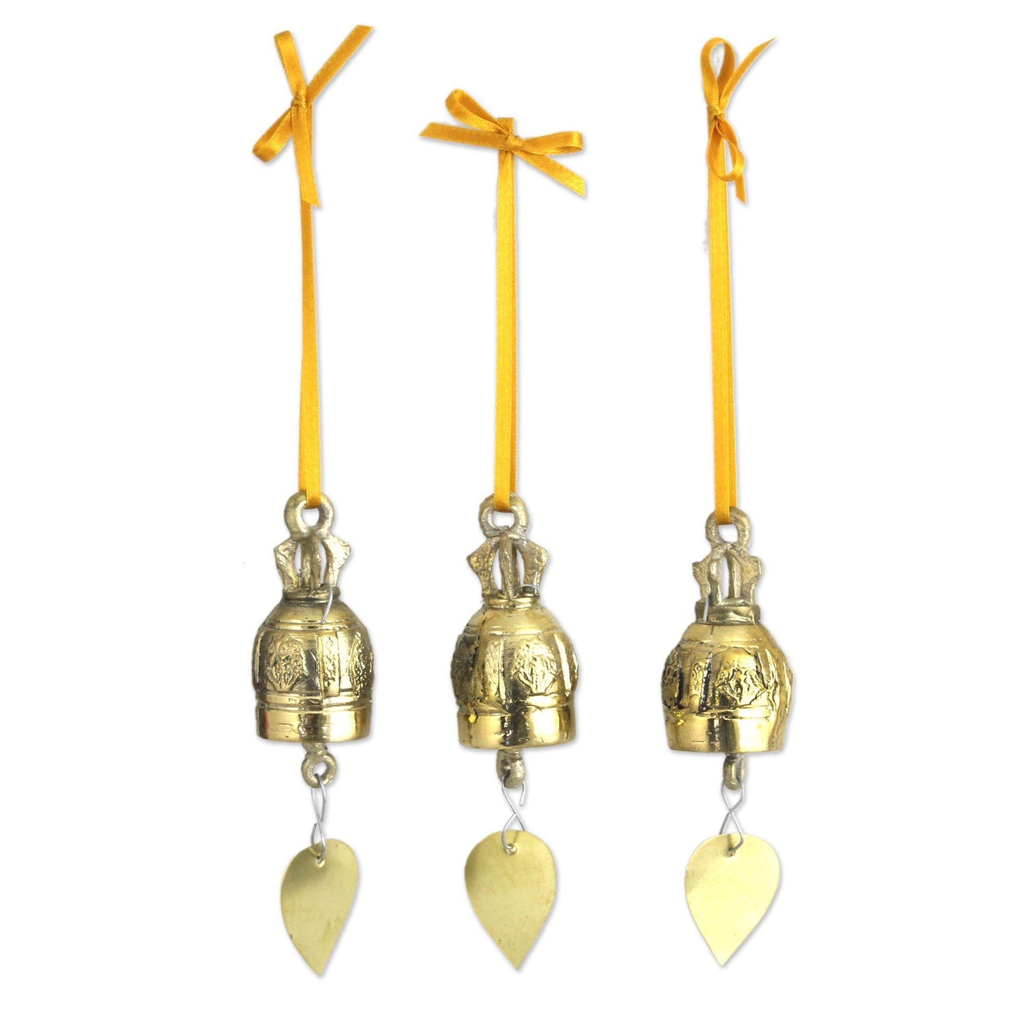 Brass Buddhist Bell Ornaments - Set of 3