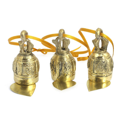 Brass Buddhist Bell Ornaments - Set of 3