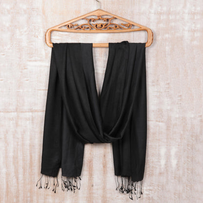 Onyx Nights Indian Silk Shawl Wrap