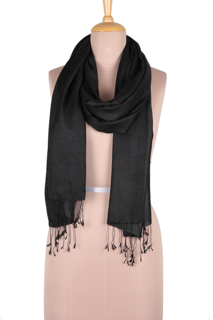 Onyx Nights Indian Silk Shawl Wrap