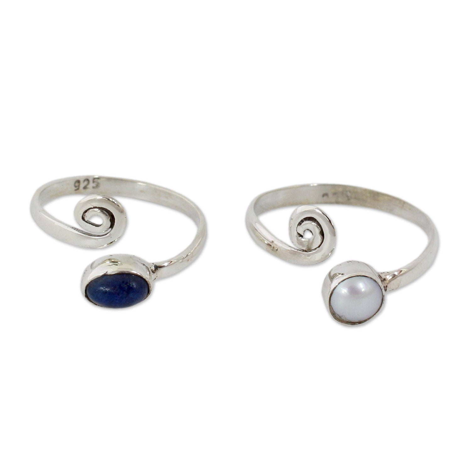 Pearl & Lapis Lazuli Toe Rings - Set of 2