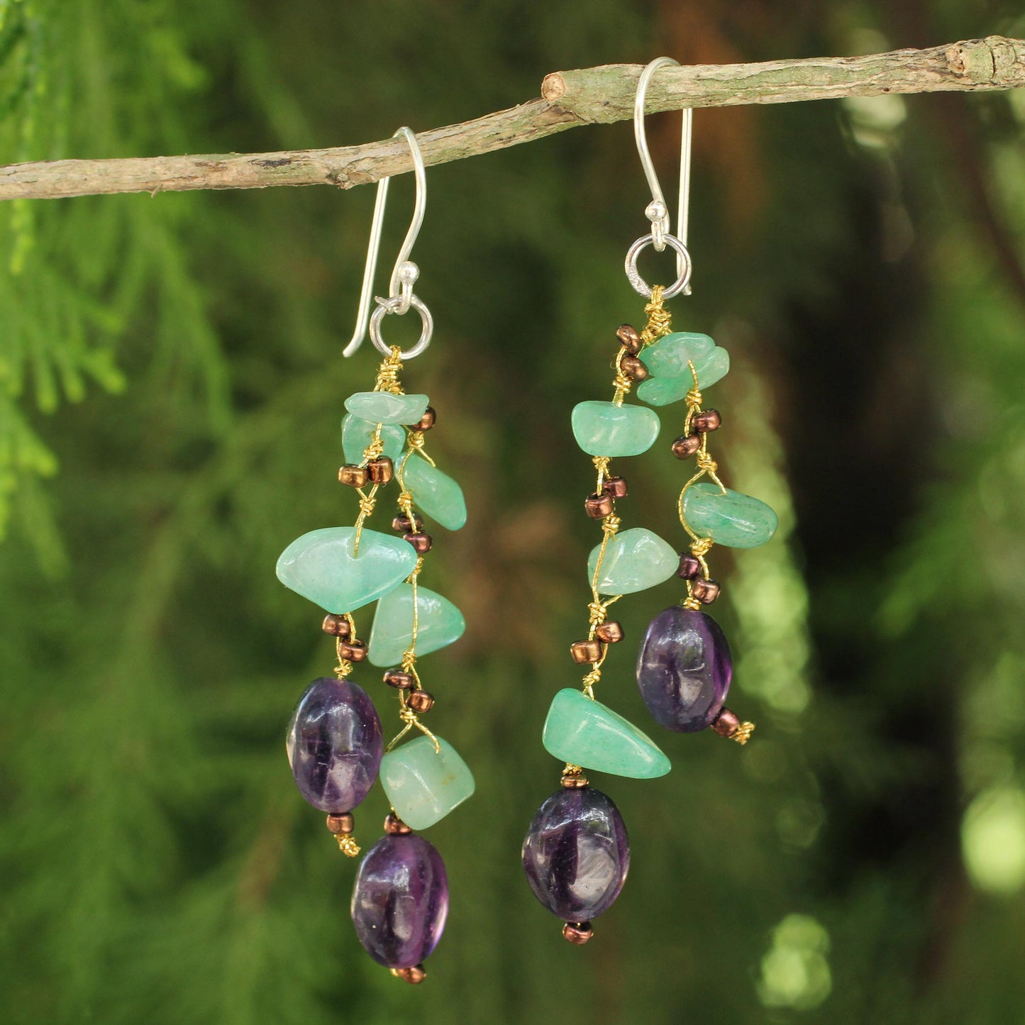 Mystic Jungle Multi-Gem Beaded Earrings