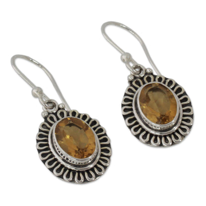 Golden Charm Citrine Dangle Earrings