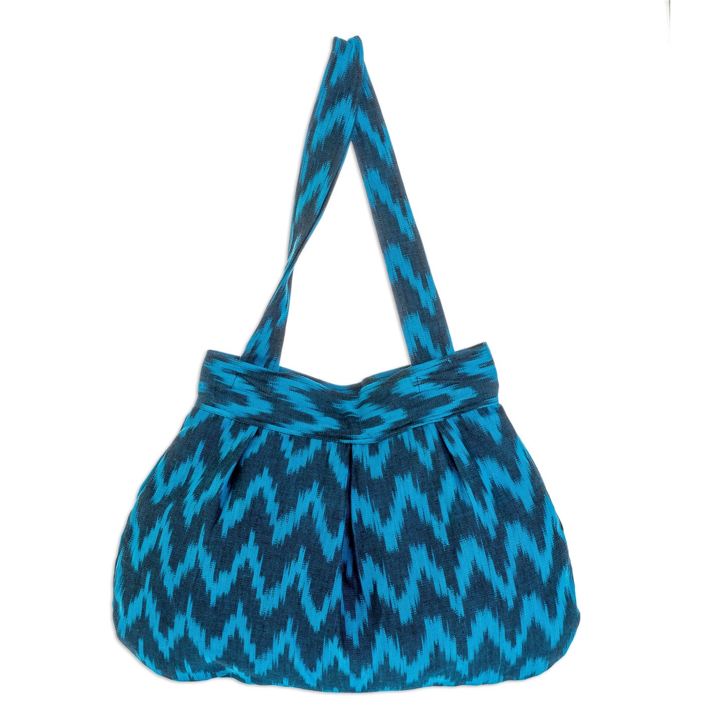 Midnight Blue Zigzag Handcrafted Blue Cotton Shoulder Bag Lined