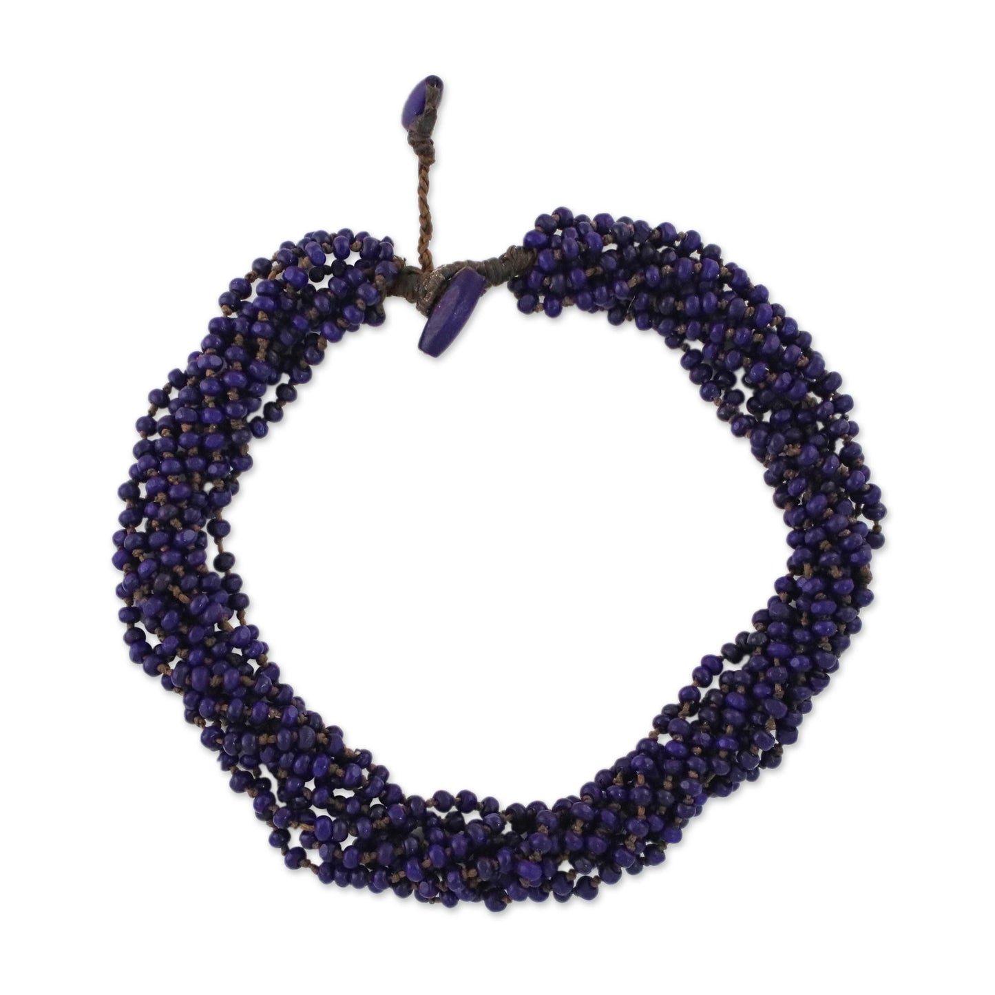 Nan Belle Purple Beaded Wood Torsade Necklace