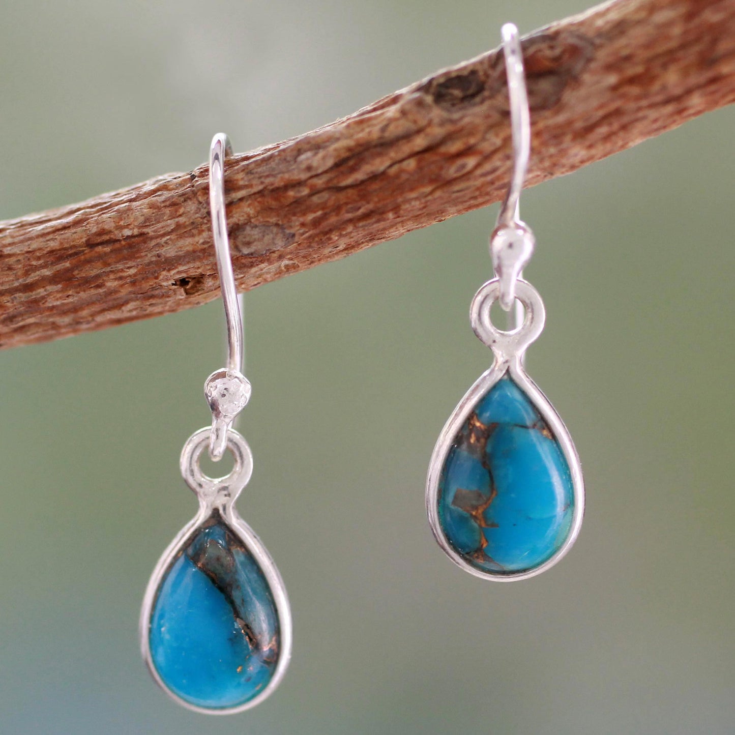 Beautiful Blue Goddess Turquoise Silver Dangle Earrings