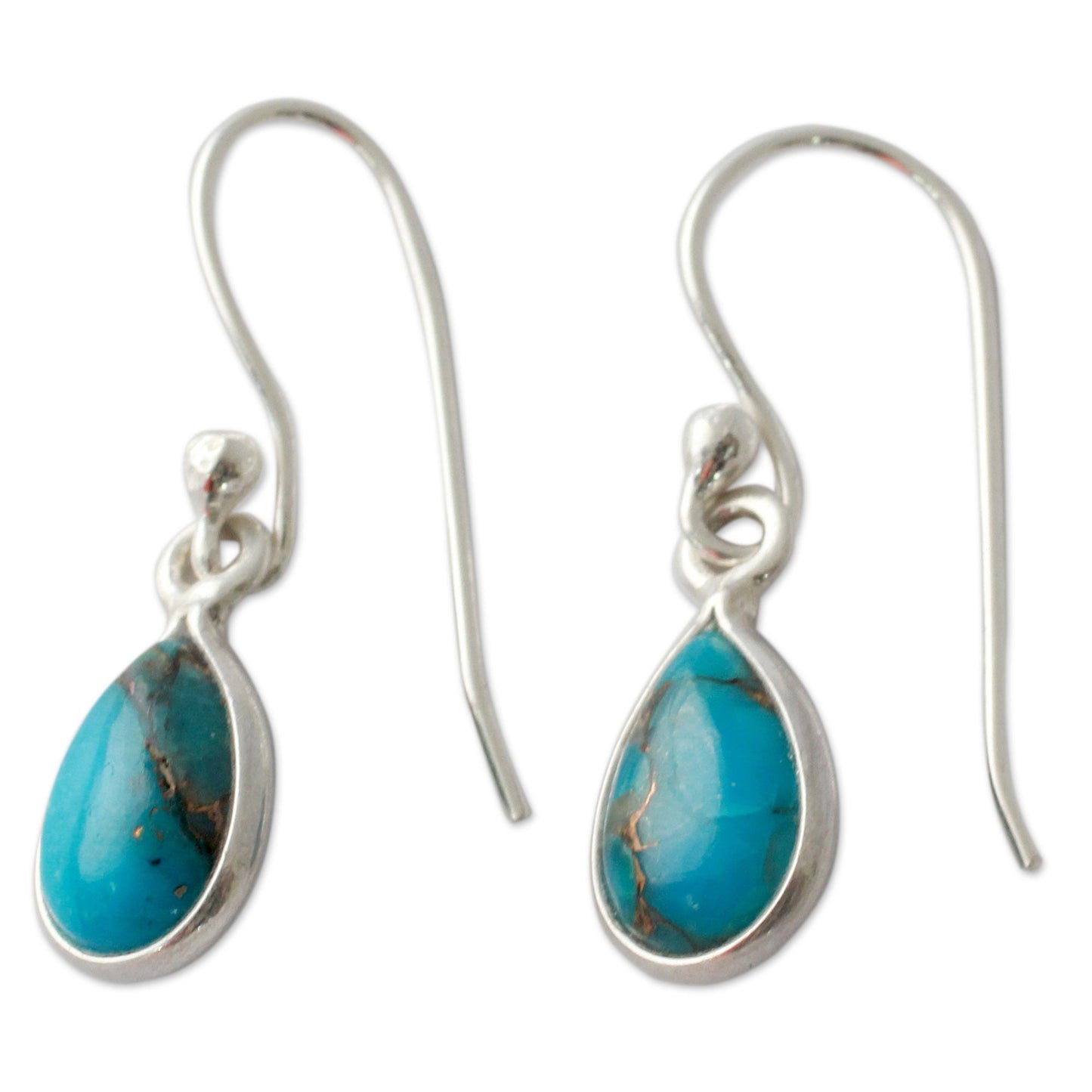 Beautiful Blue Goddess Turquoise Silver Dangle Earrings