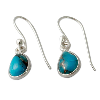 Beautiful Blue Goddess Turquoise Silver Dangle Earrings