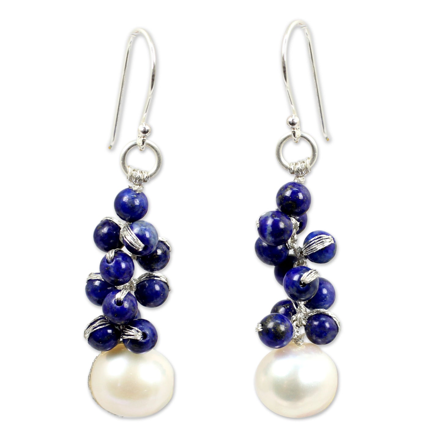 Blue Sonata Lapis Lazuli Pearl & Silver Plated Earrings