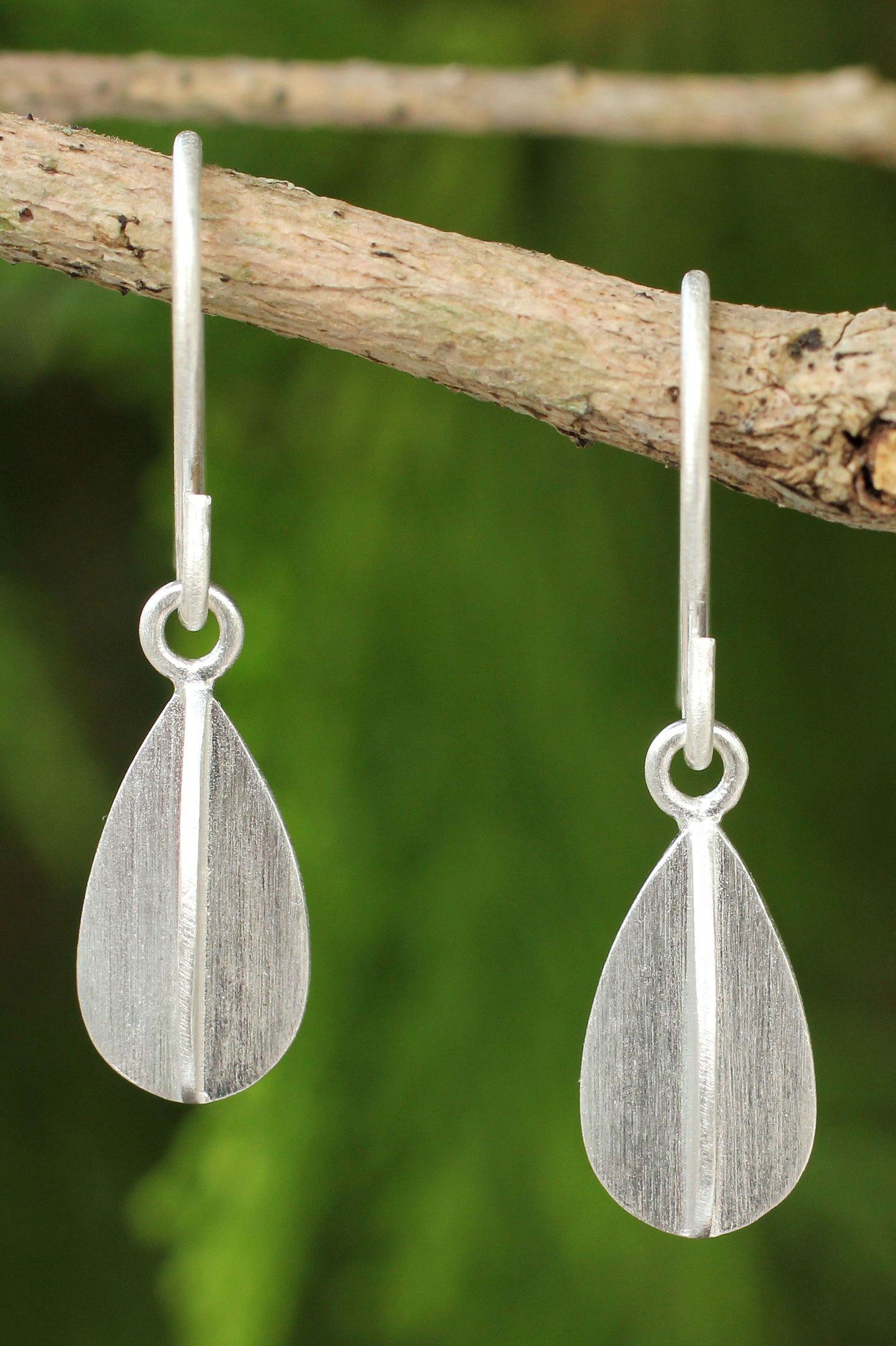 Quartered Leaf Thai Silver Earrings