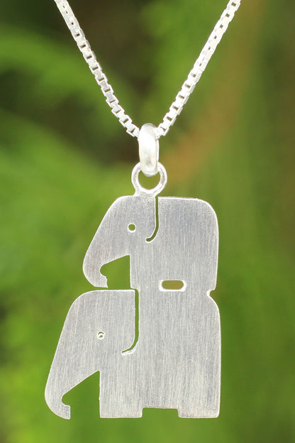 Elephant Brothers Modern Silver Thai Elephant Necklace