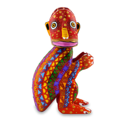 My Monkey Friend Colorful Handcrafted Wood Statuette