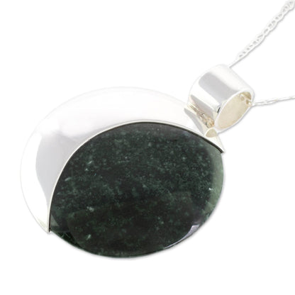 Lilac Quetzal Eclipse Maya Eclipse Lilac and Dark Green Jade Pendant Necklace