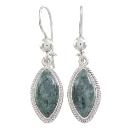 Green Gaze Artisan Crafted Silver and Dark Jade Earrings