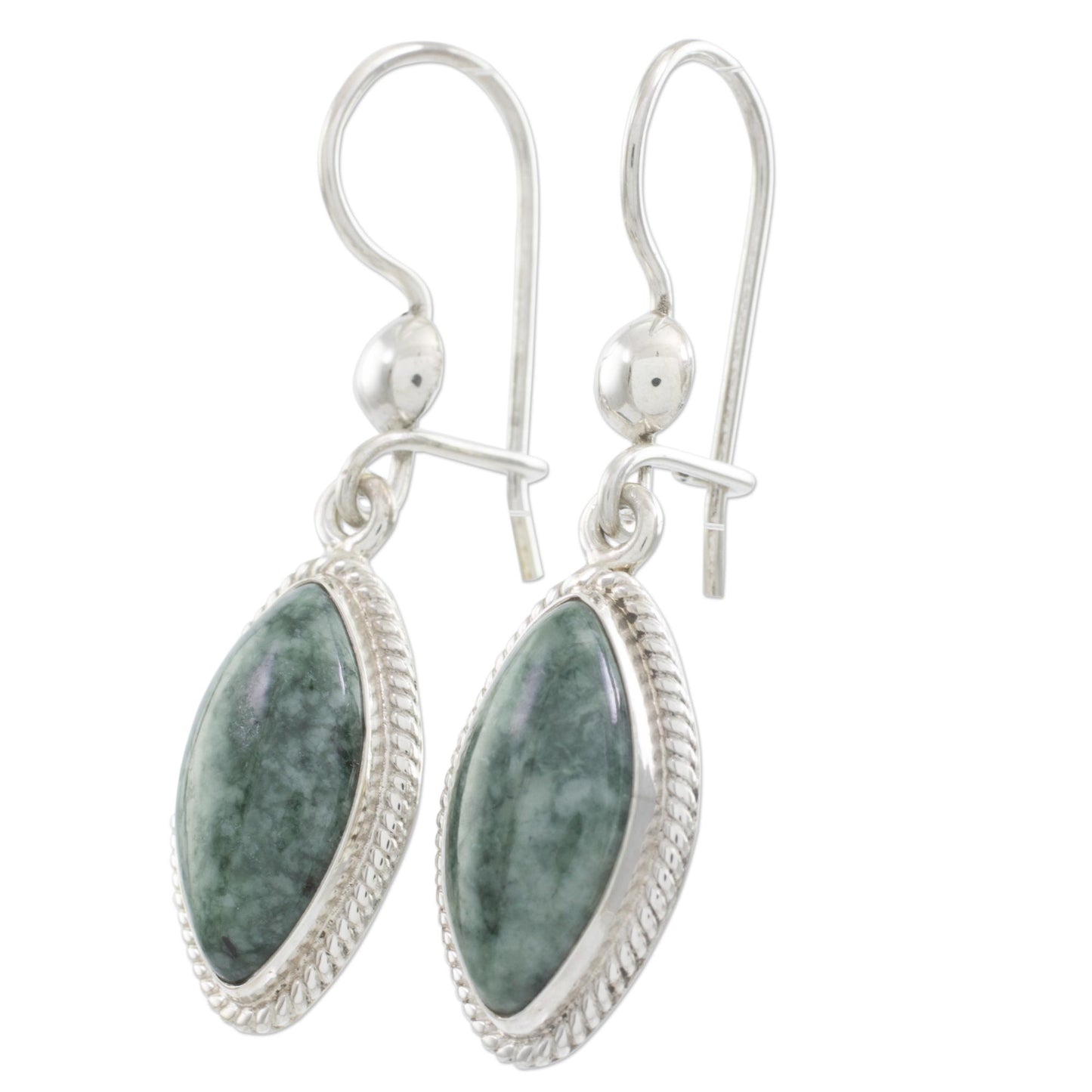 Green Gaze Artisan Crafted Silver and Dark Jade Earrings