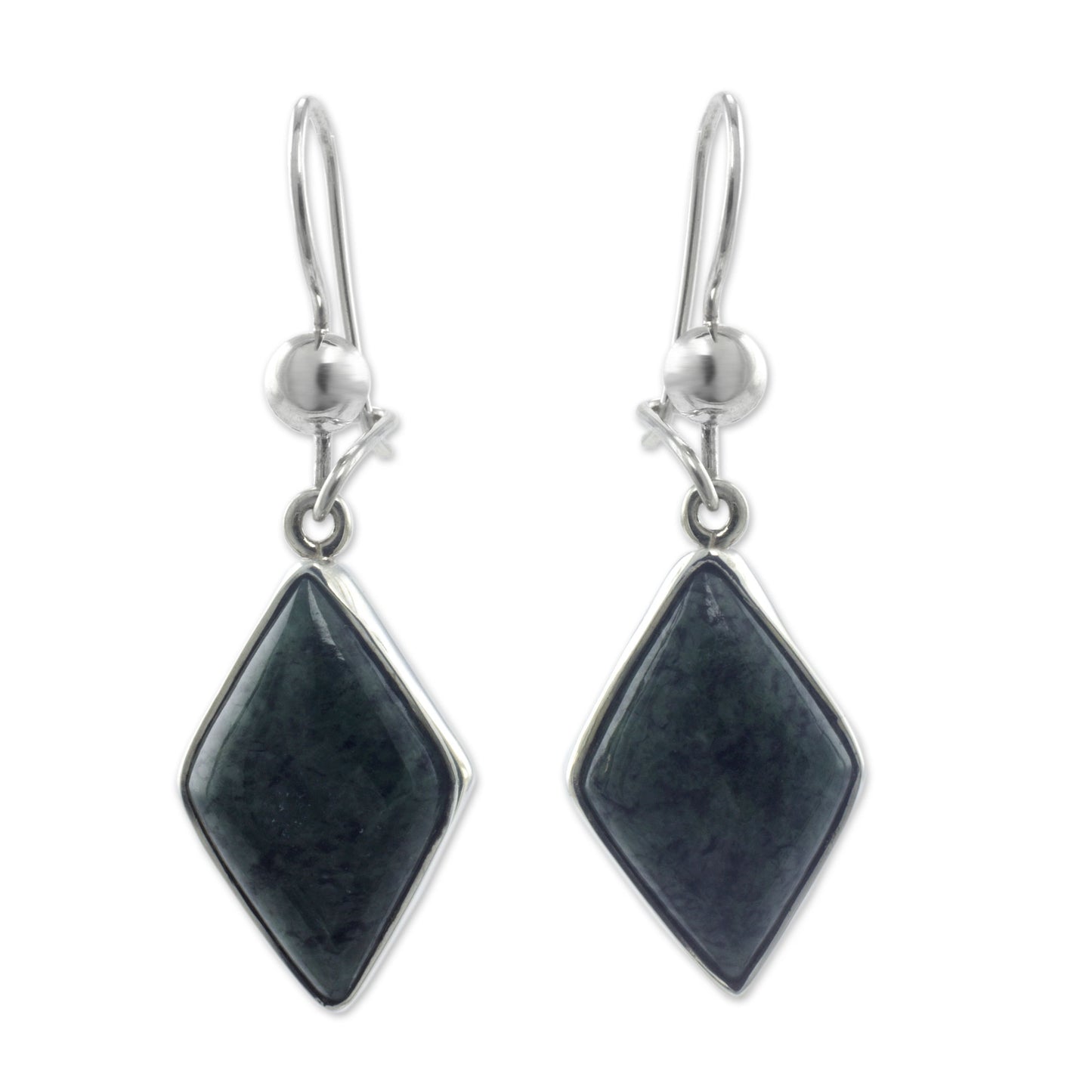 Verdant Diamond Guatemalan Green Jade Diamond Shape Earrings