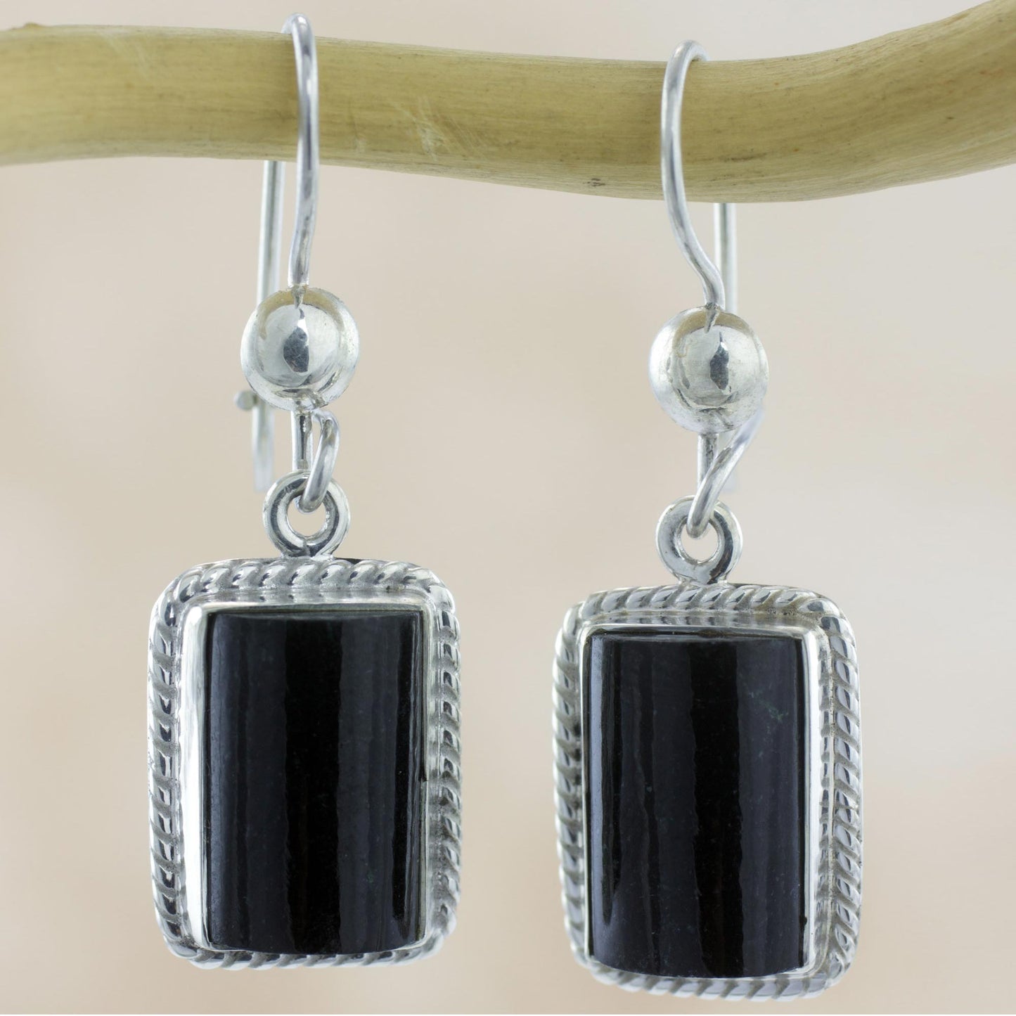 Night Monument Handmade Guatemalan Black Jade Earrings