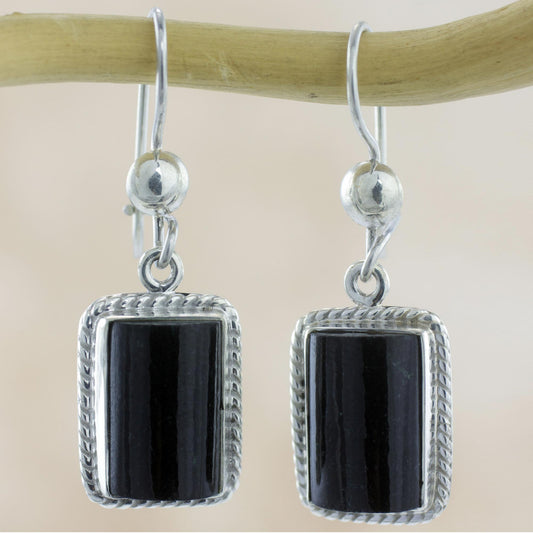 Night Monument Handmade Guatemalan Black Jade Earrings