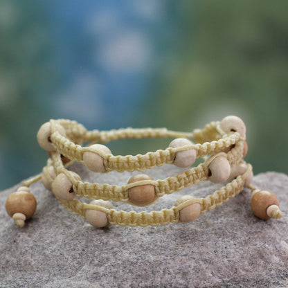 Peaceful Spirit Fair Trade Macrame Wood Bead Shambhala-style Bracelet