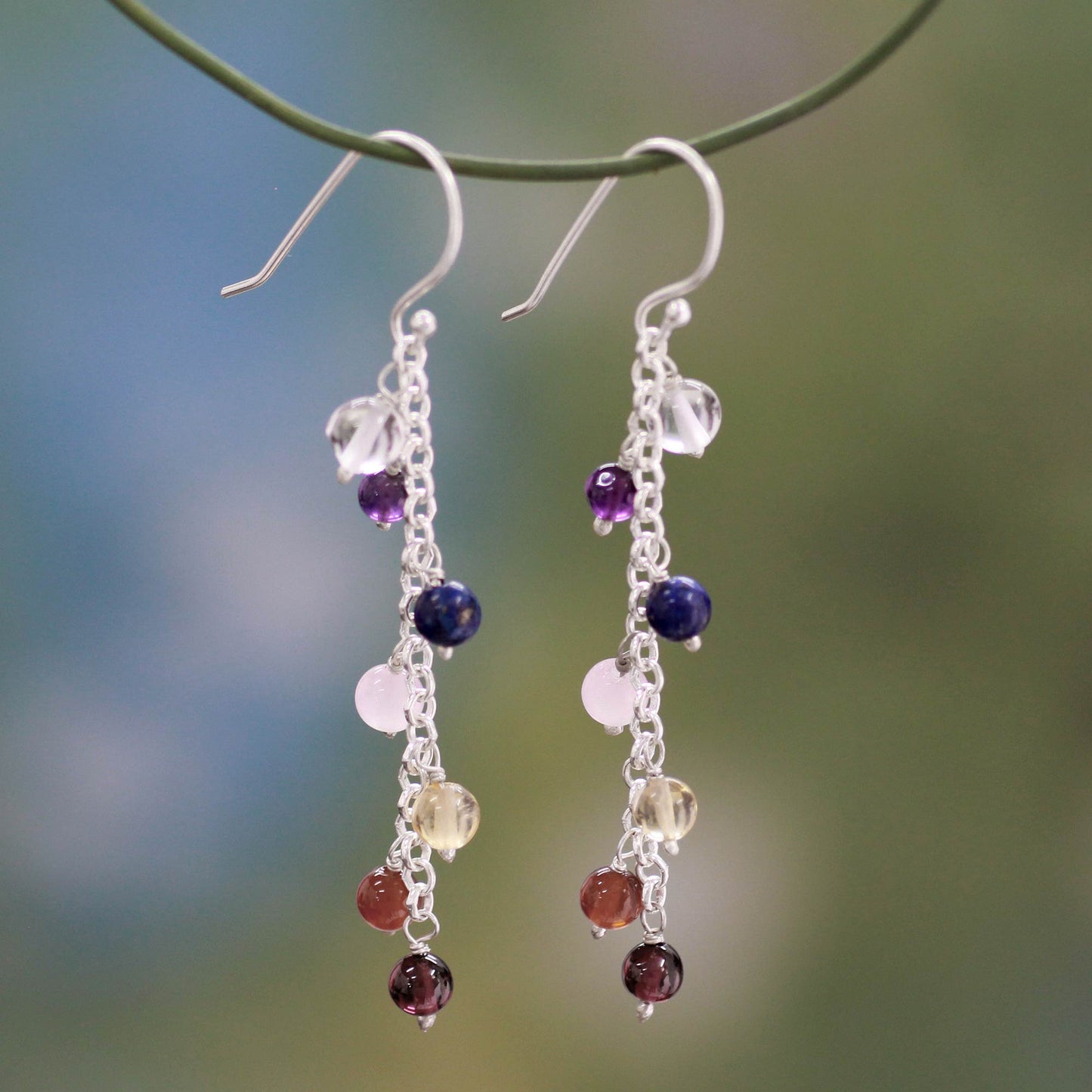 Tranquility Gemstone Chakra Theme Waterfall Earrings