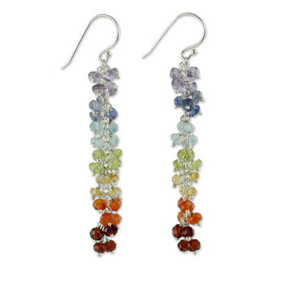 Joyous Life Multi-Gem Garnet & Silver Beaded Earrings