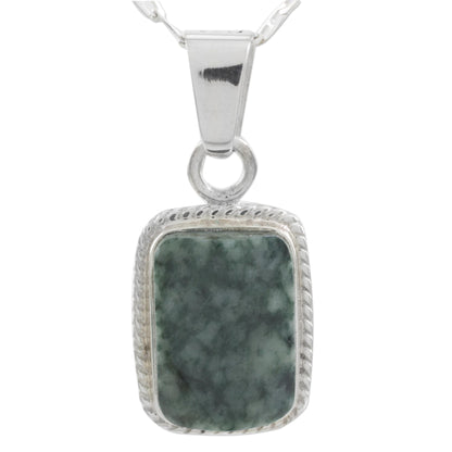 Rainforest Shadows Sterling Silver Green Jade Pendant Necklace