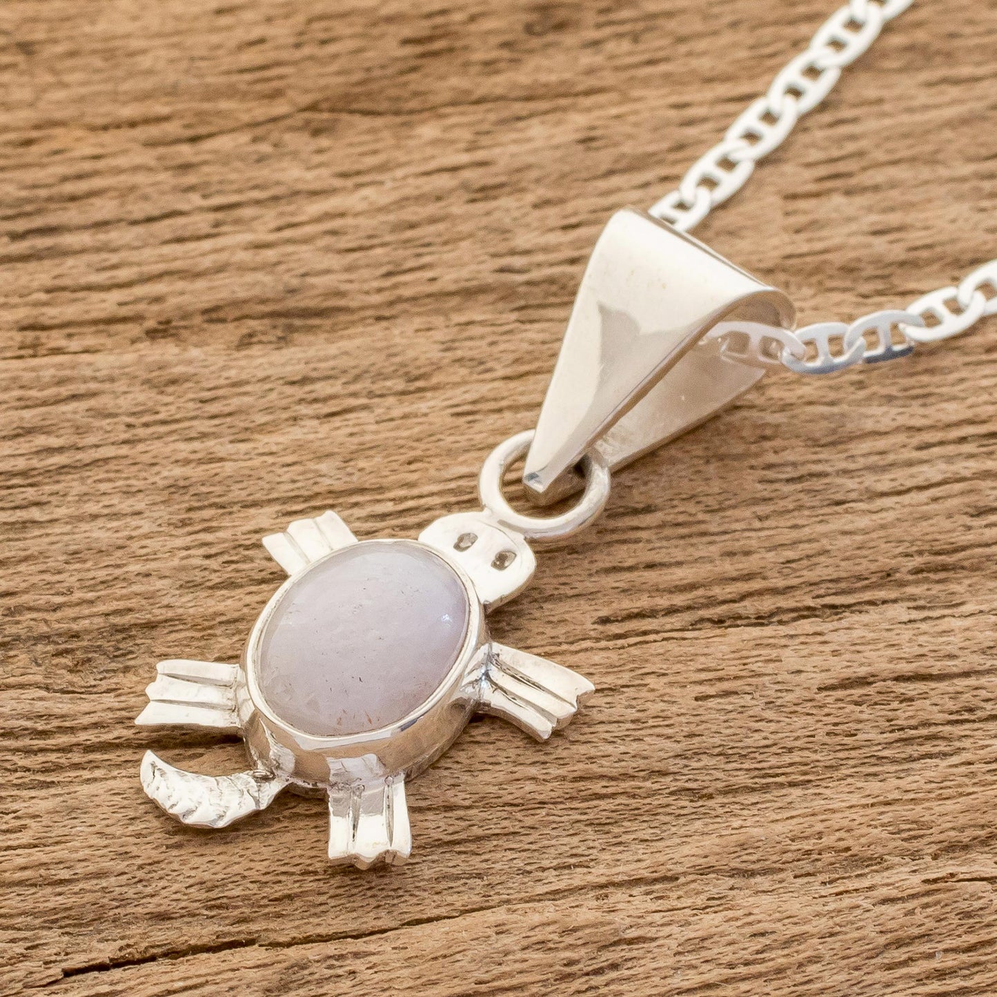 Lilac Marine Turtle Artisan Crafted Lilac Jade Turtle Necklace