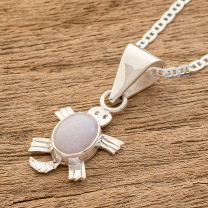 Lilac Marine Turtle Artisan Crafted Lilac Jade Turtle Necklace