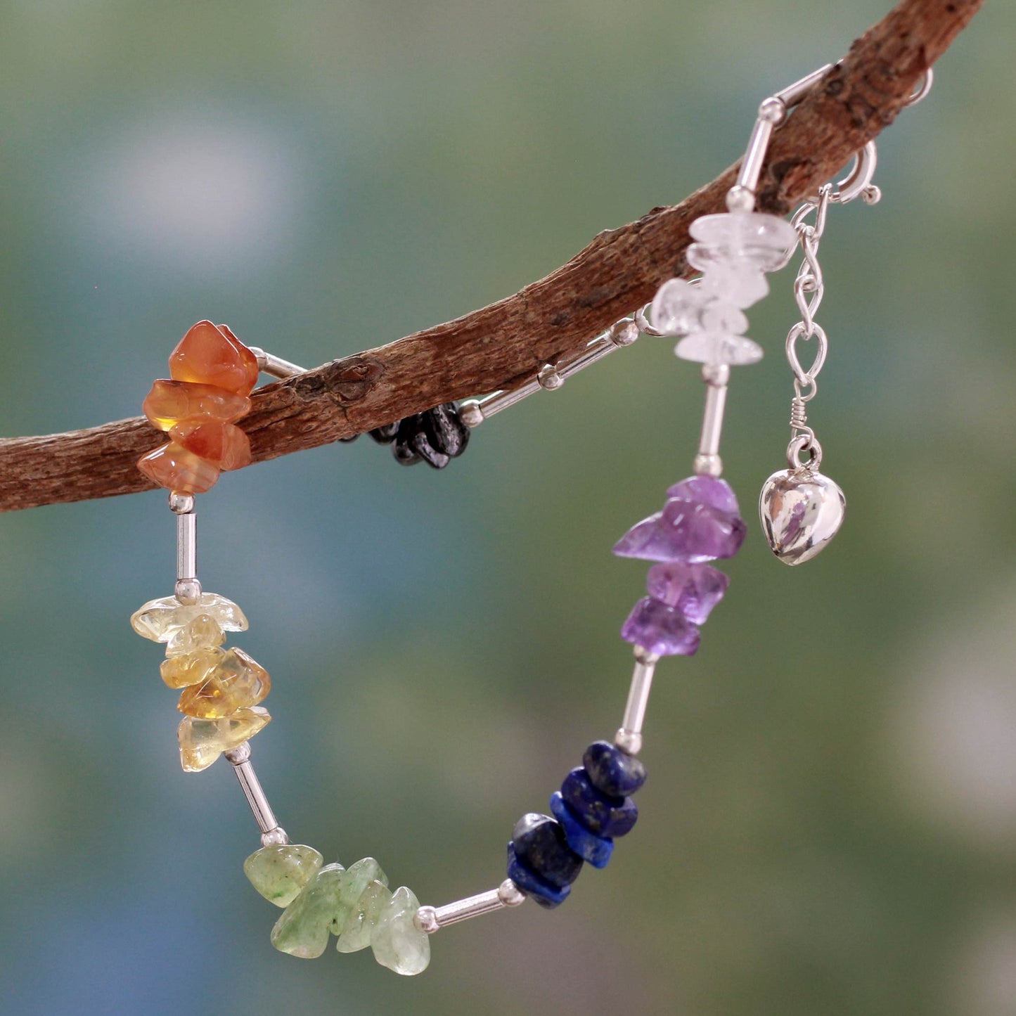 Peace Within Multi-gemstone & Sterling Bracelet