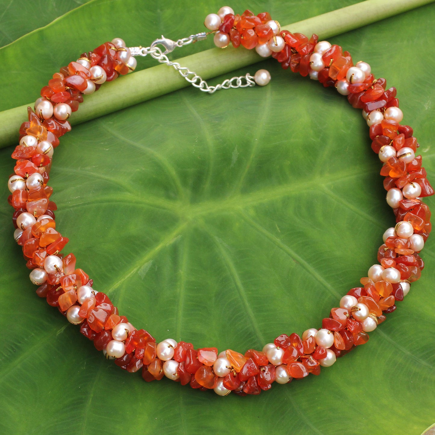 Gracious Lady Pearl and Carnelian Necklace