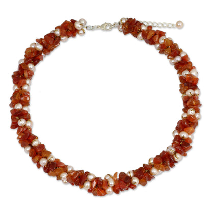 Gracious Lady Pearl and Carnelian Necklace