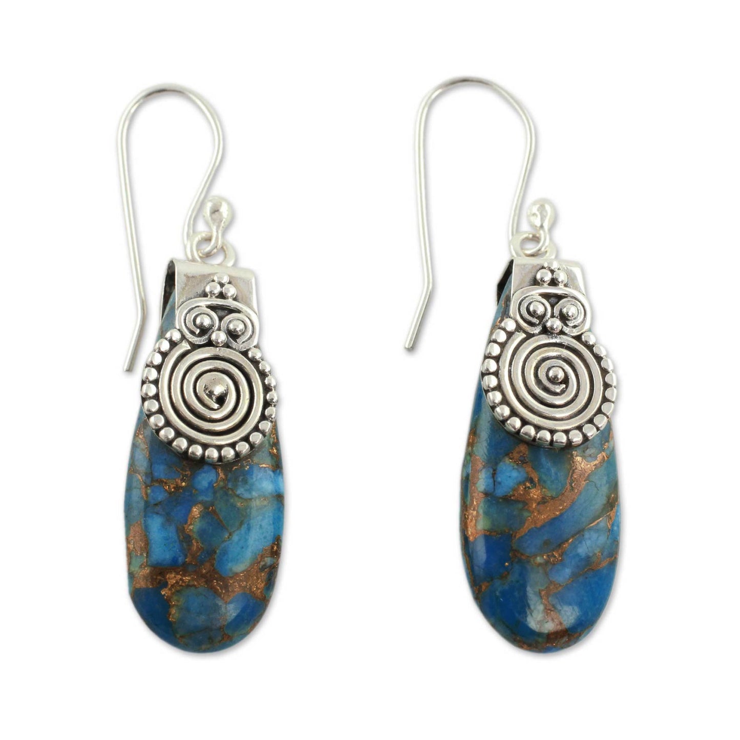 Delhi Legacy Turquoise Color Earrings Hand Crafted in Sterling Silver