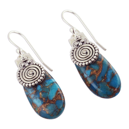 Delhi Legacy Turquoise Color Earrings Hand Crafted in Sterling Silver