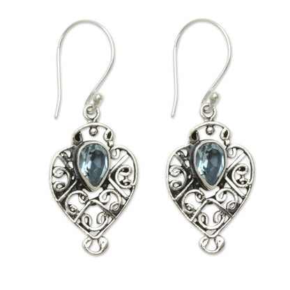 Hibiscus Dew Earrings Handcrafted in Sterling Silver and Blue Topaz