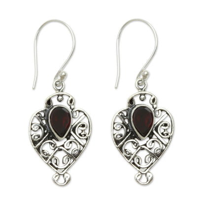 Hibiscus Dew Earrings Handcrafted in Sterling Silver and Garnet