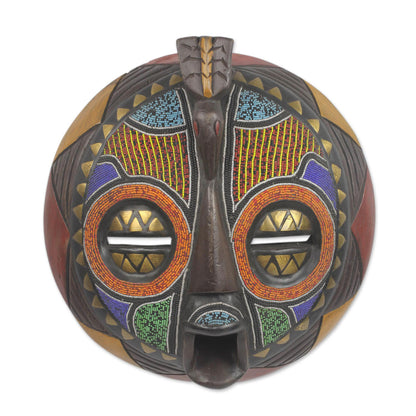 Akan Anoma Colorful Handcrafted Bird African Mask