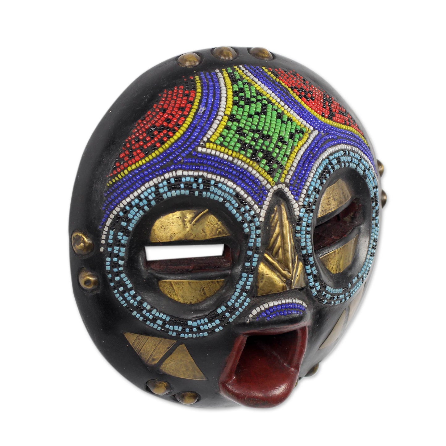 Okyeame Colorful African Tribal Linguist Mask Crafted by Hand