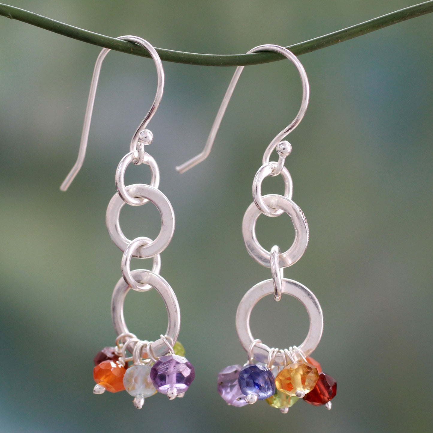 Radiance Multi-Gem Sterling Silver Earrings