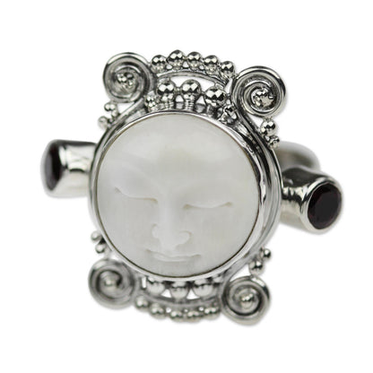 NOVICA - Moon's Dream Sterling Silver & Garnet Ring