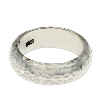 Moon Walker Hammered Silver Ring