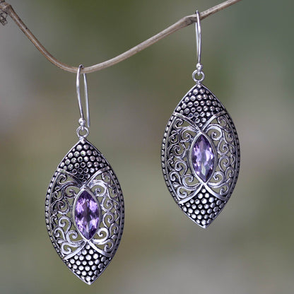 Elegant Origin Amethyst in Handcrafted Sterling Silver Earrings