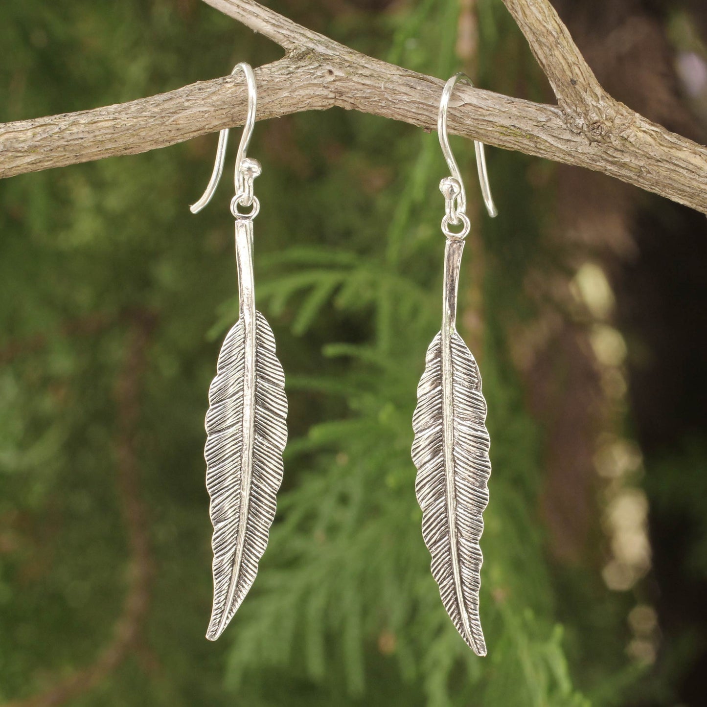 Flight Sterling Silver Feather Motif Earrings