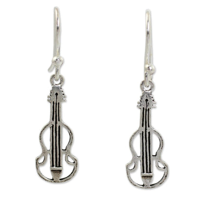 Thai Violin Music Theme Sterling Silver Earrings