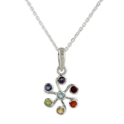 Harmony Within Multi Gemstone Sterling Silver Necklace Chakra Jewelry